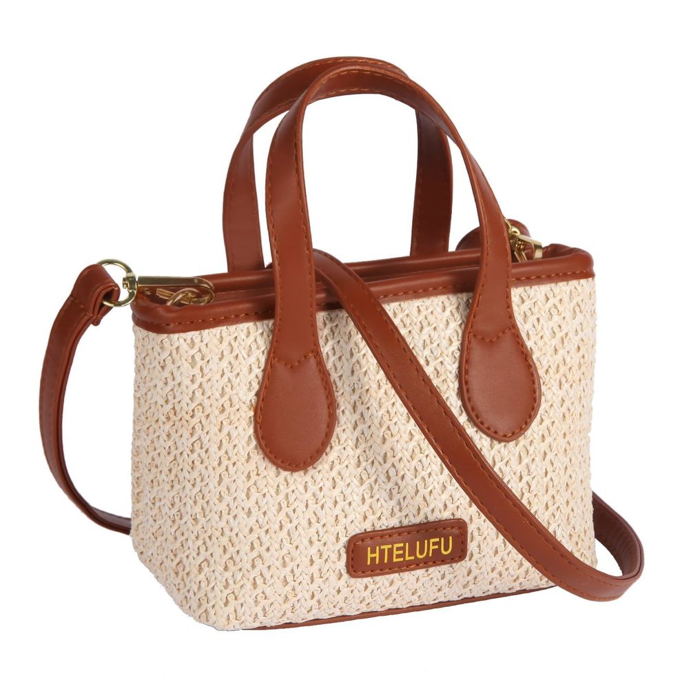 Small Beach Bags, Boho Straw Bag Woven Rattan Crossbody Shoulder C xD
